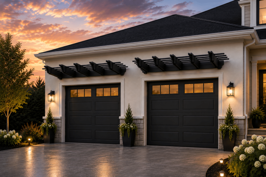 Garage Pergola Accent accent kit installed on a home
